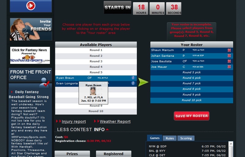 365's League Lobby gets the job done, but isn't the fanciest draft lobby you will see in the industry. However, note all of the different game types available to the user!