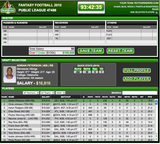 DraftStreet's Salary Draft Rooms are excellent; beautiful and easy to navigate, it's hard to get a much better looking Draft Room.