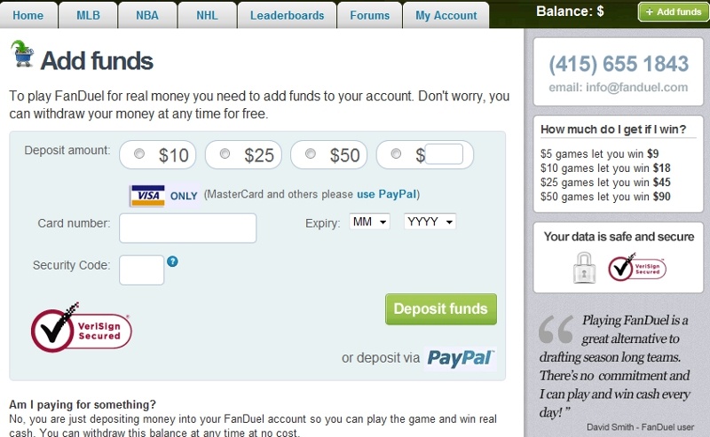 FanDuel's Cashier system. Safe, secure, and offers PayPal.